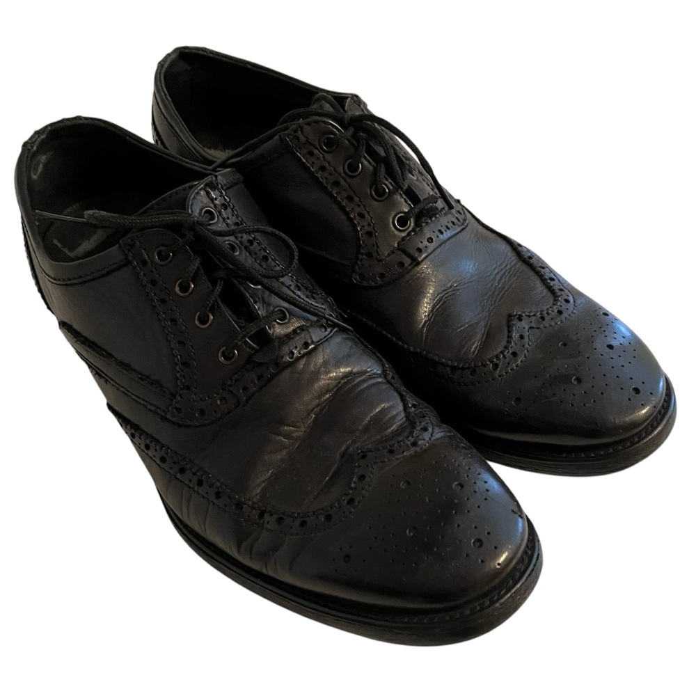 John Varvatos Black Wingtip Oxford Shoe 10